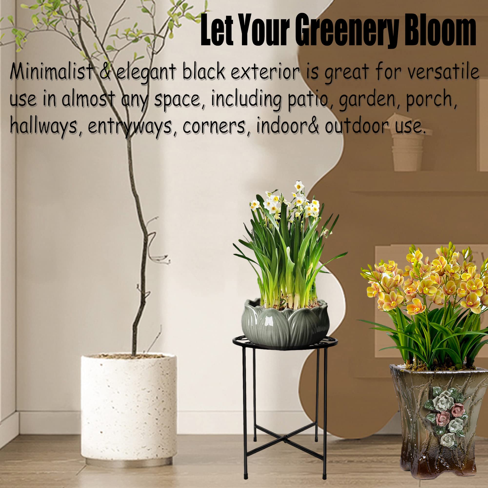ZEECER Plant Stand Outdoor, 15'' Tall Plant Stand Indoor - Image 2