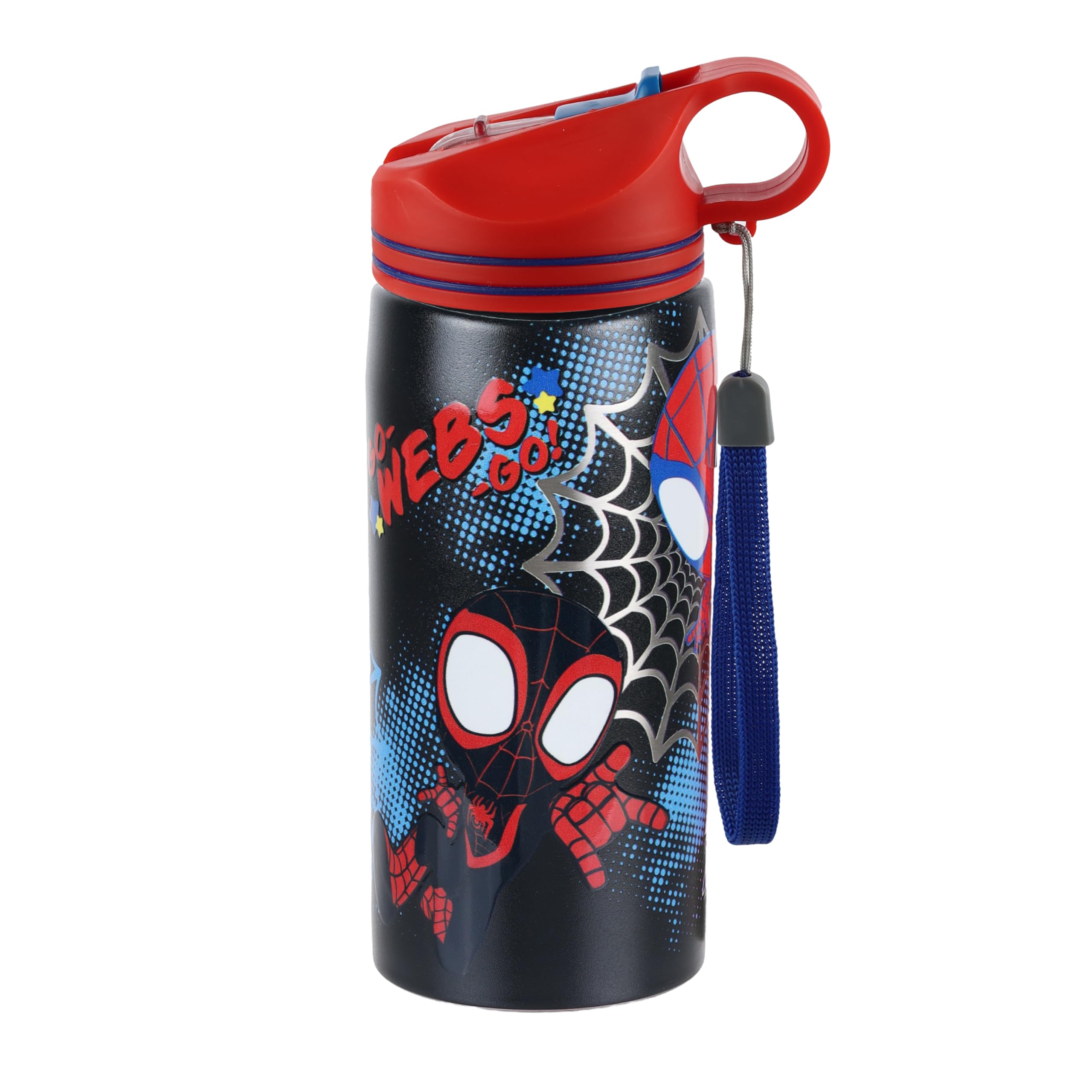 Comiclyfe Marvel Avengers Superhero Spiderman Stainless Steel SIngle Wall Sipper Water Bottle For Unisex Kids School And Travelling | 500 Ml | Black | AZ2059 (Go Web Go)
