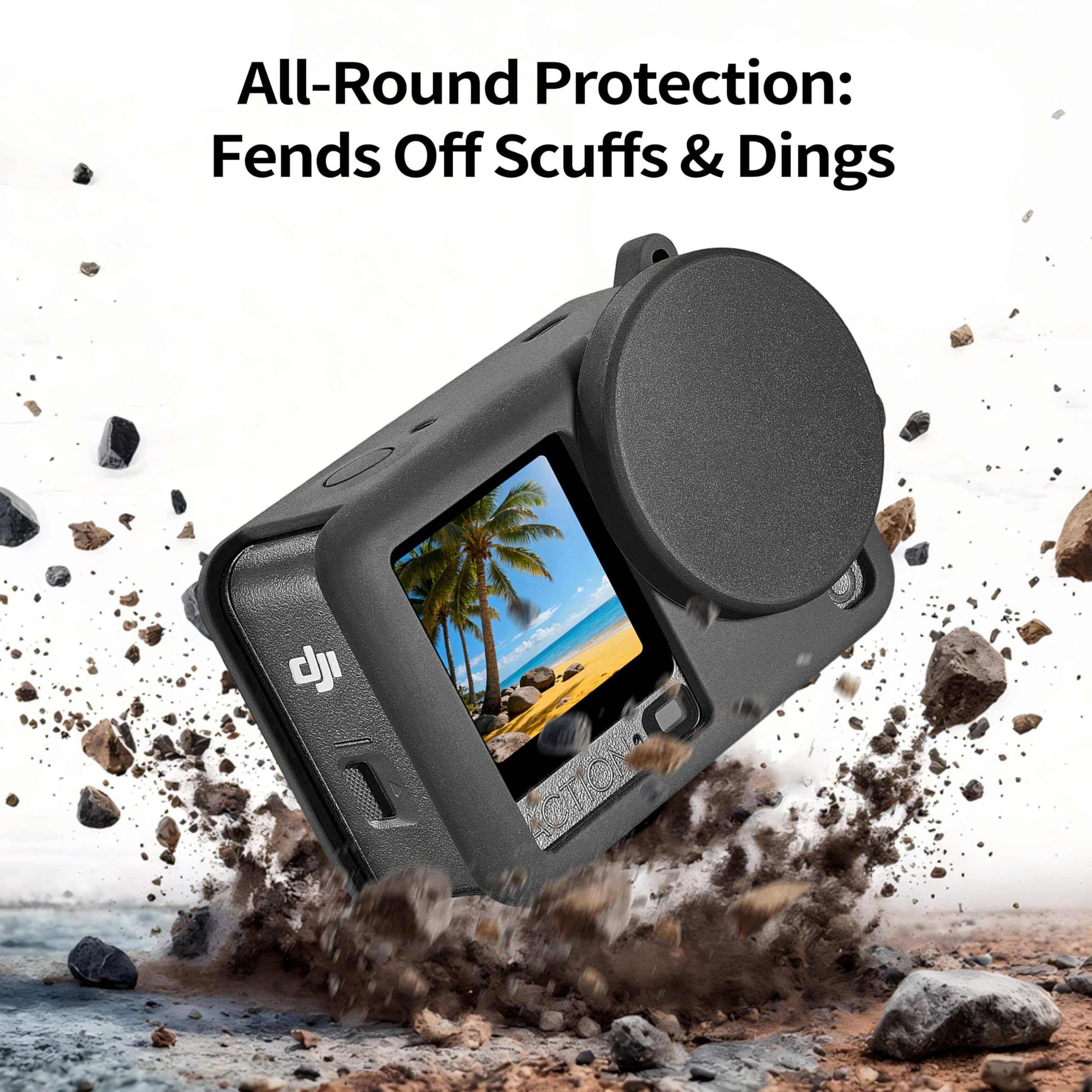 Silikonowe etui ochronne do DJI Action 6 z pokrywą obiektywu i smyczą do DJI Osmo Action 6, akcesoria, odporne na uderzenia, zarysowania, zmywalne, antypoślizgowe, pyłoszczelne