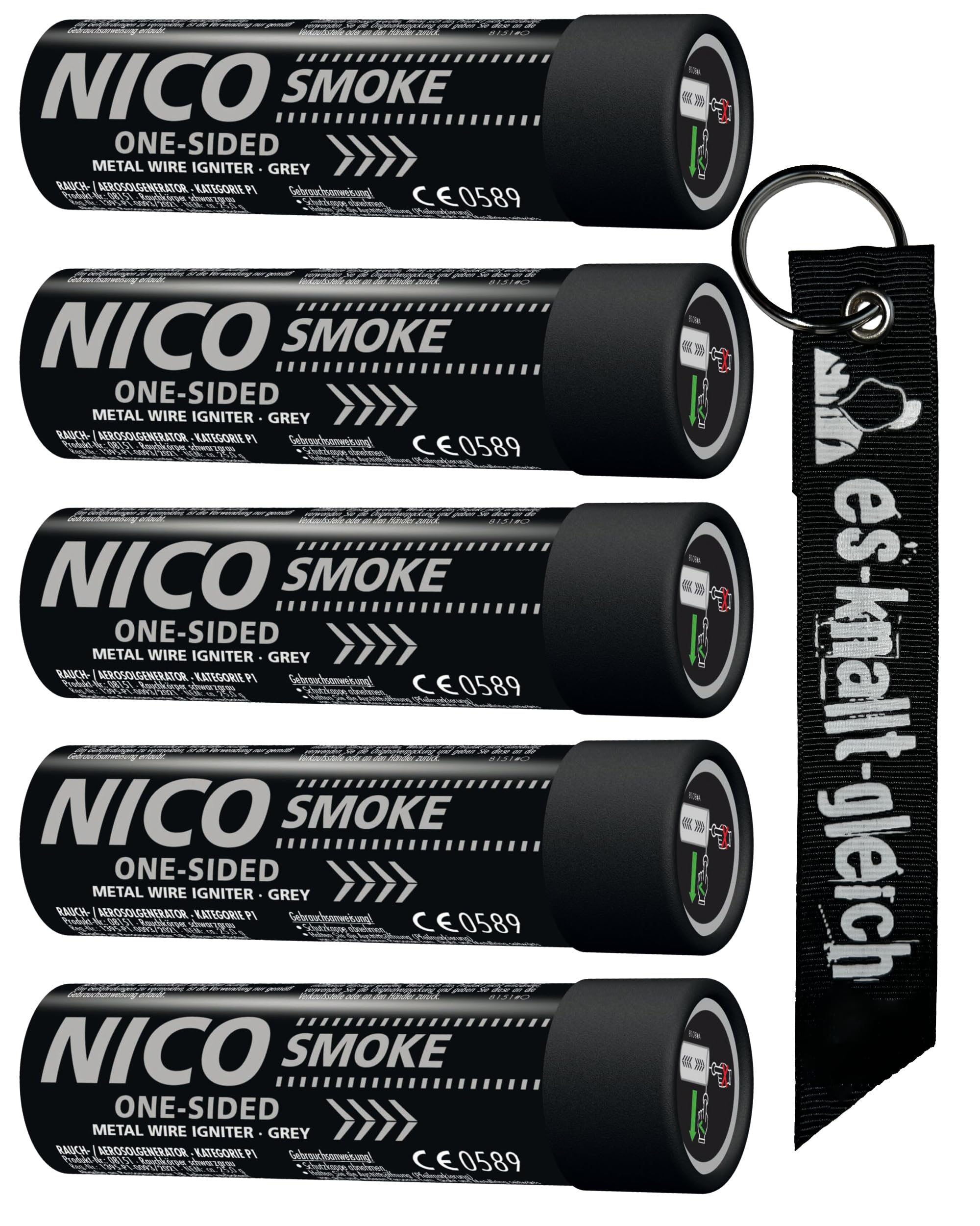 Rauchkörper Smoke Grenades 120 Sekunden im 5er Pack in Schwarz Grau von NICO Europe mit Anhänger