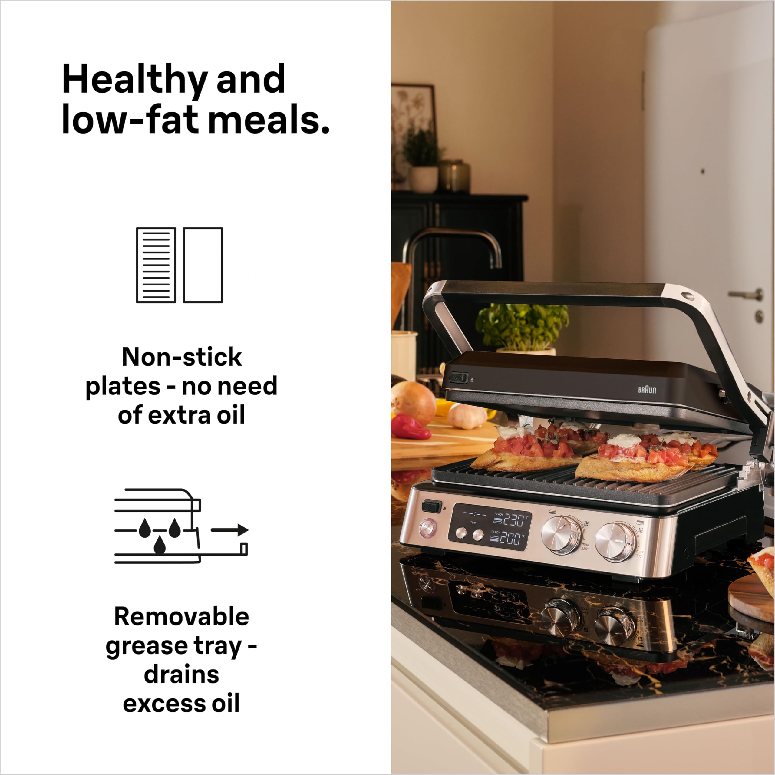Braun MultiGrill 7 CG7040BK, Electric Grill with Electronic
