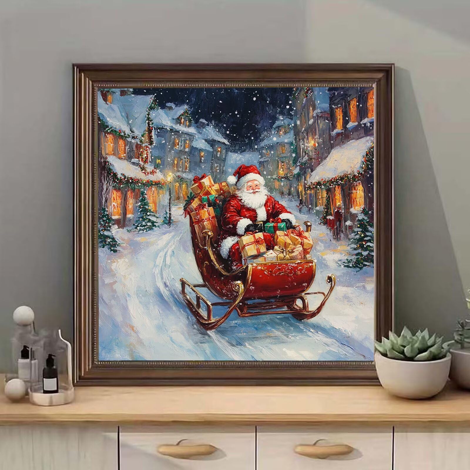 Diamentowa sztuka na Boże Narodzenie, 5D DIY Street Diamond Painting Mozaika Zestawy dla dorosłych początkujących, pełne kwadratowe wiertło, klejnot, kryształ, cekiny, sztuka do dekoracji ścian domu