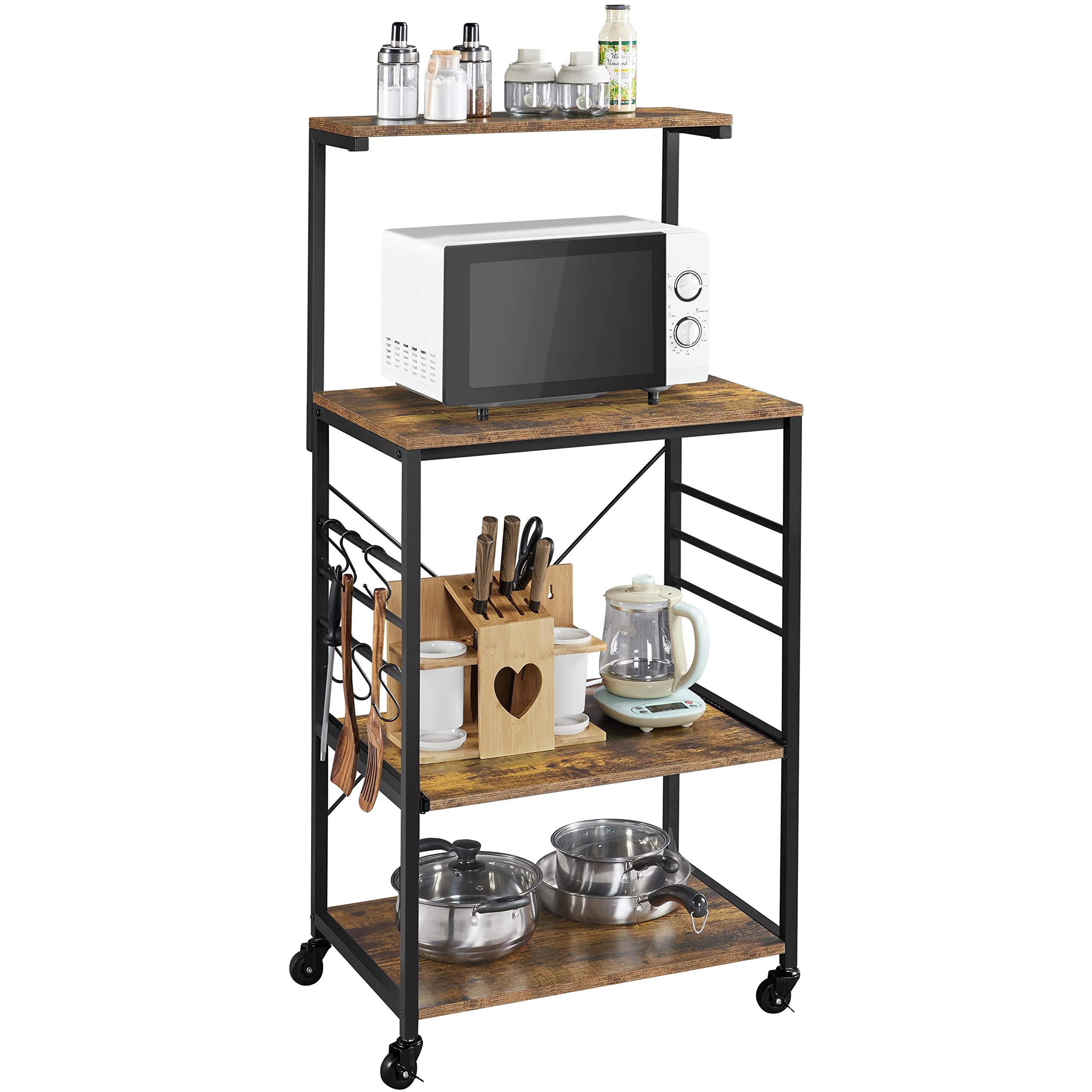 Buy Yaheetech Kitchen Bakers Rack Kitchen Cart on Wheels, 4Tier Coffee
