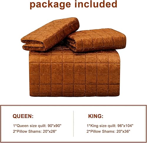 Miniatura 7 de Juego de edredón de terciopelo tamaño Queen, juego de edredón de terciopelo ligero de 3 piezas, colcha suave con 2 fundas, juego de ropa de cama de