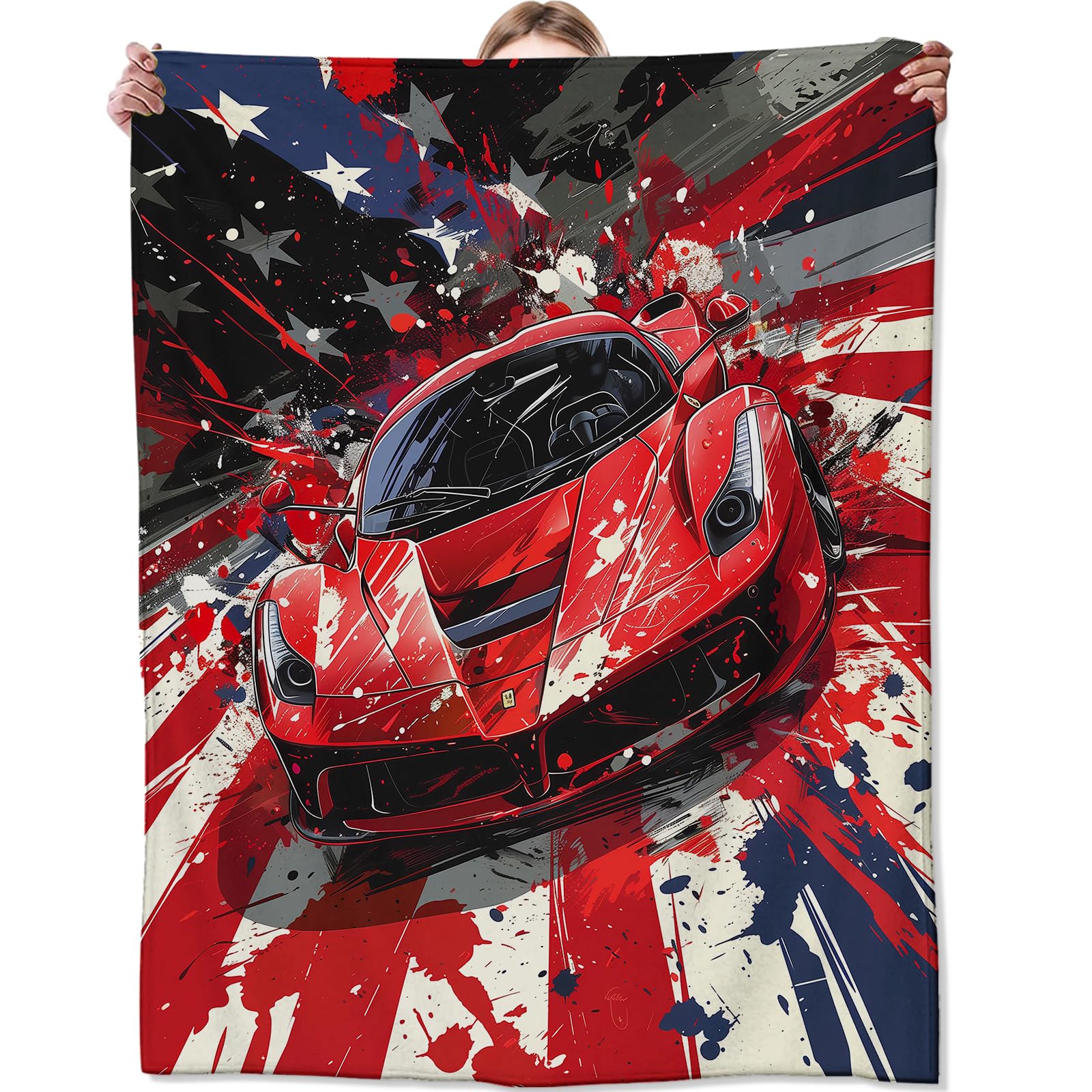 Aonimonis Race Car Throw Blanket - Soft Flannel Blanket 60x80 Inches For Bed, Couch, Travel