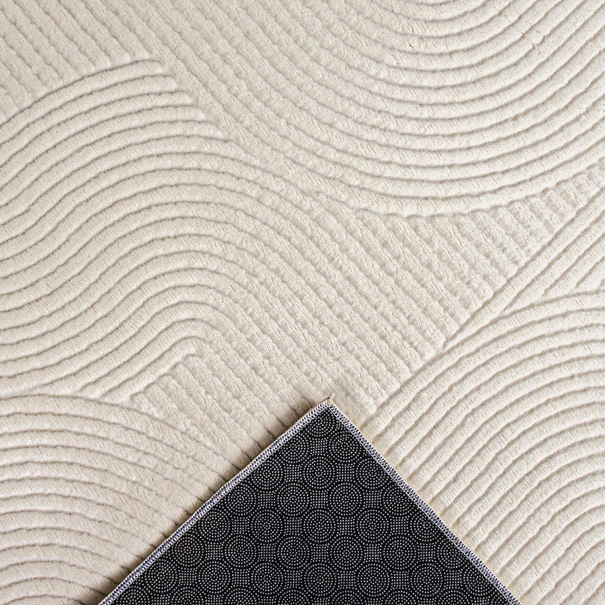 the carpet Rio - Tappeto a pelo corto moderno, morbido e facile da pulire, antiscivolo con aspetto 3D, resistente, per soggiorno e camera da letto, crema, 300 x 400 cm