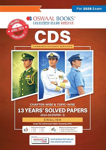 Oswaal CDS English 13 Years’ Chapter-wise & Topic-wise Solved Papers English Medium | 2014-2026 | Includes 2026 Paper-I | 2100+ Questions | With Oswaal AI | For 2026-27 Exams