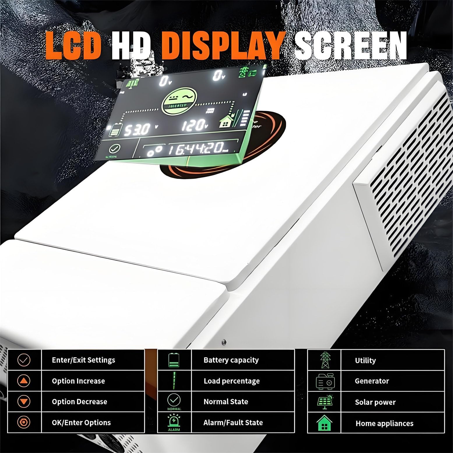 Inversor Solar Híbrido Todo En Uno 5500W, De 48 V CC a 110 V/220 V Ca, con Controlador De Cargador Solar Mppt De 120 a para Paneles Solares Cobertizo para Autocaravanas System Home