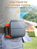 Vista 2 de Koonie Ventilador de clip de cintura de 10000 mAh con panel solar, tiempo de trabajo de 30 horas, luz LED personal, ventilador de cinturón