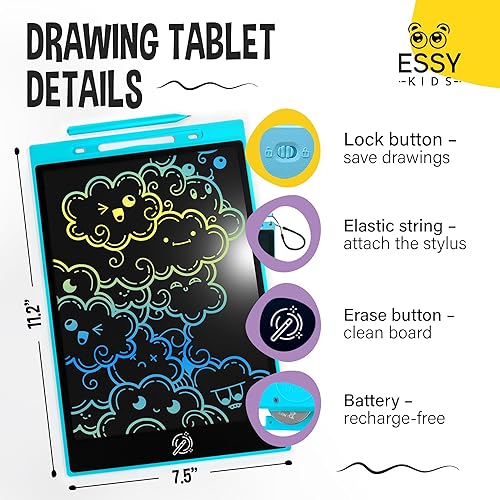 Miniatura 4 de Essy Tableta de escritura LCD de 12 pulgadas para niños, tableta de dibujo para niños, tableta de dibujo LCD para niños pequeños, tableta de