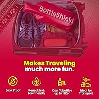 Vista 6 de Liquid Spectrum Bottle Shield - Bolsa de viaje reutilizable con protector de vino (paquete de 3) – Traje de envoltura acolchada de burbujas – Funda