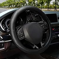 EcoNour Black PU Leather Steering Wheel Cover - Anti-Slip Grip, Universal 14.5-15" Fit for Cars, SUVs, Trucks - Durable Protection