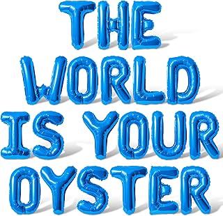 Letter Balloons - THE WORLD IS YOUR OYSTER 16" Inch Alphabet Letters Foil Mylar Balloon Graduation Party Banner (Blue)