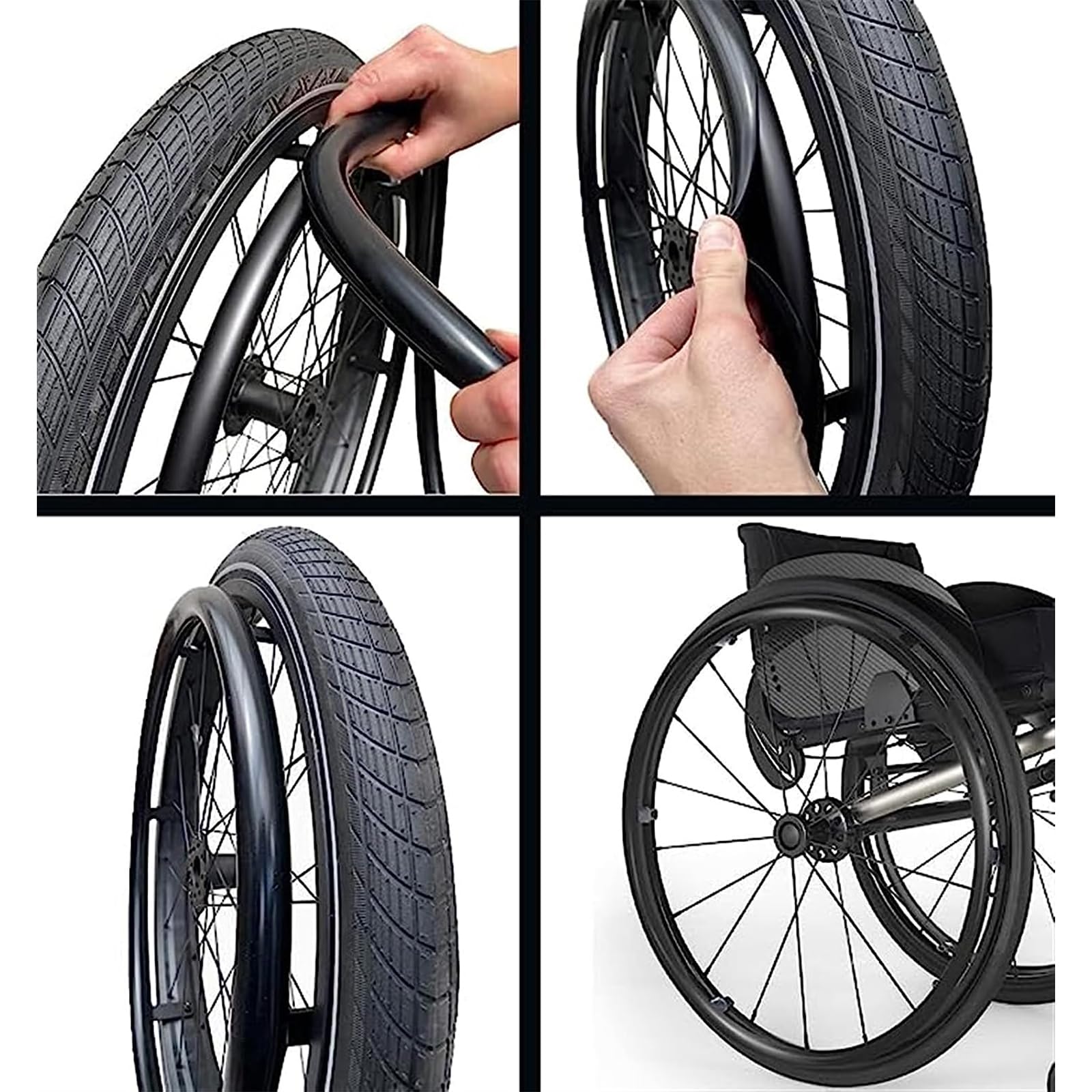 Rollstuhl-Schiebefelgenabdeckungen – rutschfeste Silikon-Handgriffe für 61 cm Rollstühle – langlebiges Hinterradzubehör