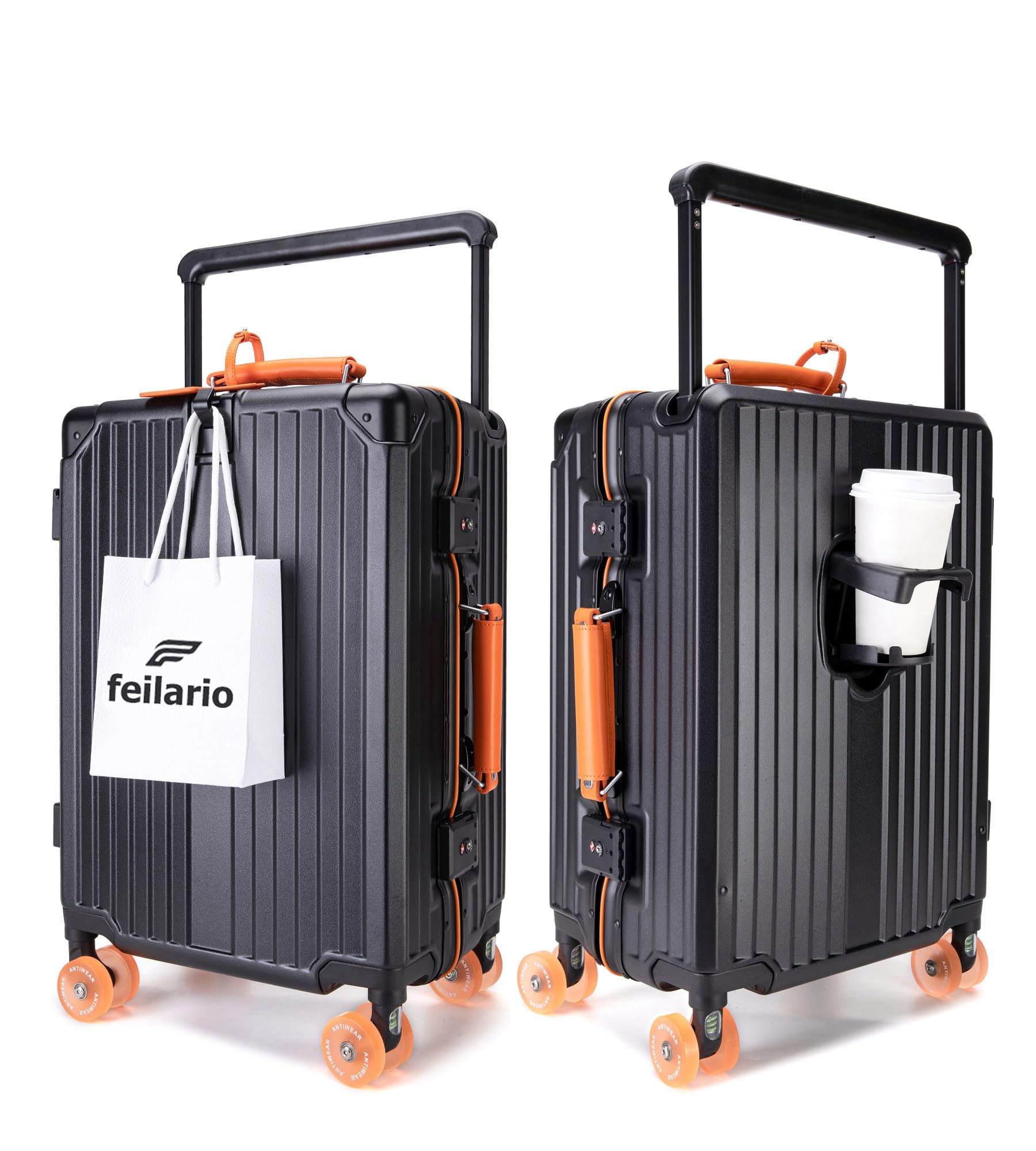 feilario PC Carry On Luggage, Aluminum Frame Wide Handle, TSA Lock