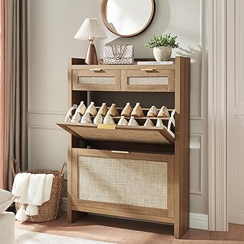 Rattan Shoe Storage Cabinet