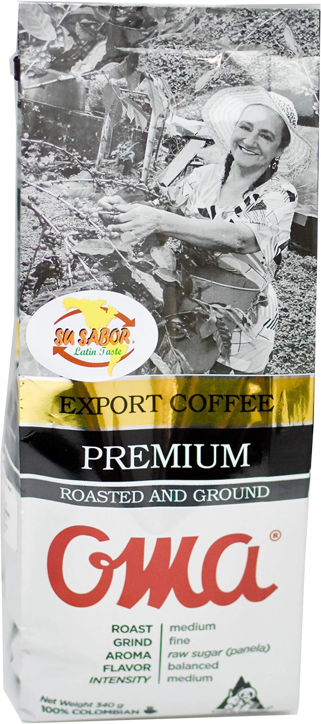 OMA Colombian Coffee Export Coffee Premium Roasted and Ground Coffee 12 ounces 340 grams
