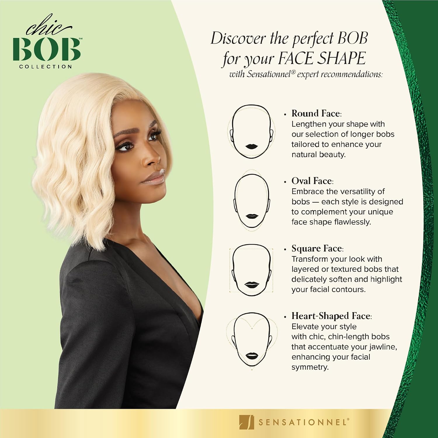 Sensationnel Chicbob Lace Frontwig - Bob Unit 12 Face Framing Glueless Wig Wide 5 Inch Deep Part Synthetic Preplucked Hairline (1 JETBLACK)