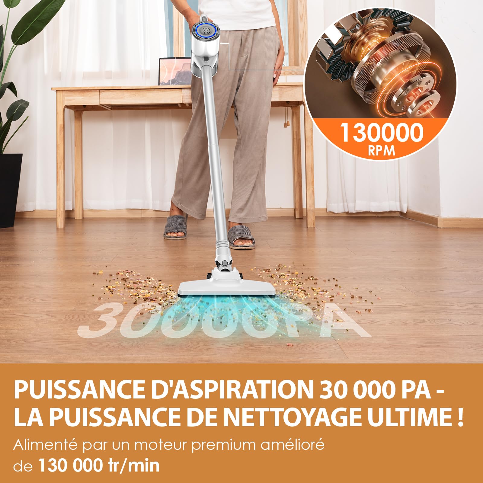 VersLife S6PRO Aspirateur Balai sans Fil, 30Kpa 30Min 4-en-1