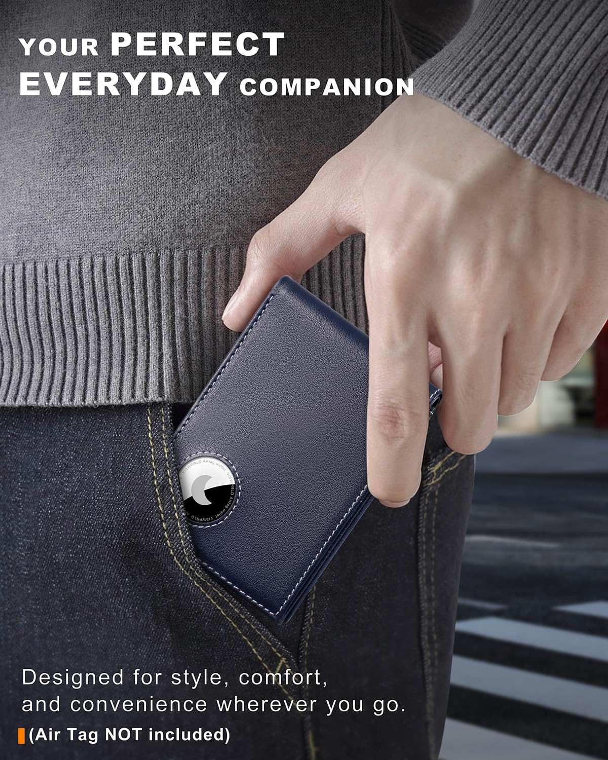 Men's Wallet with Airtag Holder, Bifold Full-Grain Leather Wallet for Apple Air Tag (1st & 2nd Generation), Slim Wallet for Men with RFID Blocking, 11 Card Slots - Image 5