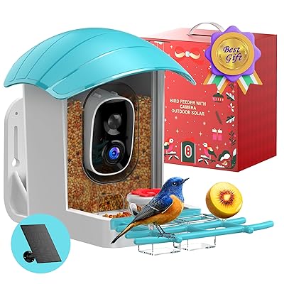 Bird Feeder with Camera Solar Powered: Smart Bird Feeders for Outdoors Garden with AI Identify Auto Capture 2K HD Bird House with Camera Outside WiFi Live View Birdfeeder Cam Gift for Birds Lover