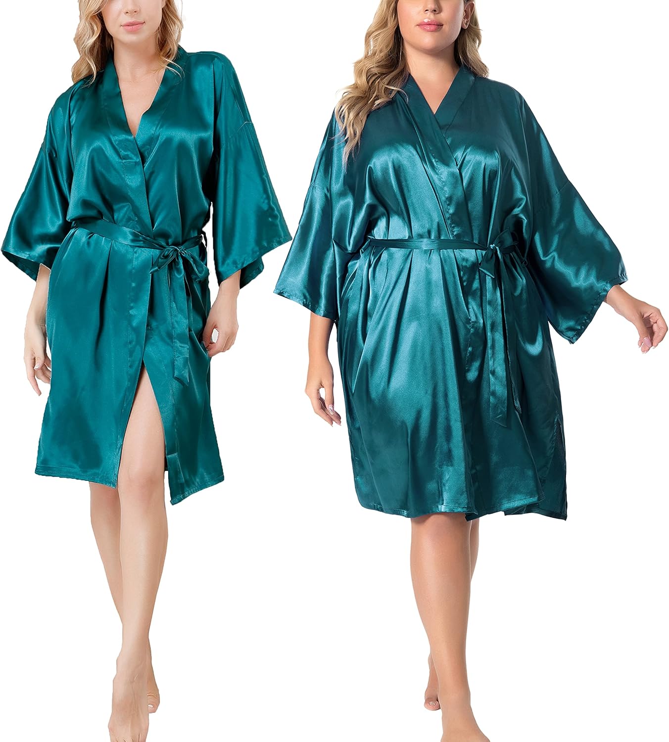 ALHAVONE Satin Robe for Women Short Split Silky Robe Lightweight Kimono Bride Bridesmaid Robes Bathrobe Sleepwear for Party