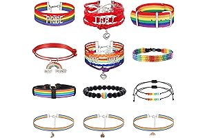 14PCS Matching Pride Bracelet LGBTQ Rainbow Bracelets for Women Men