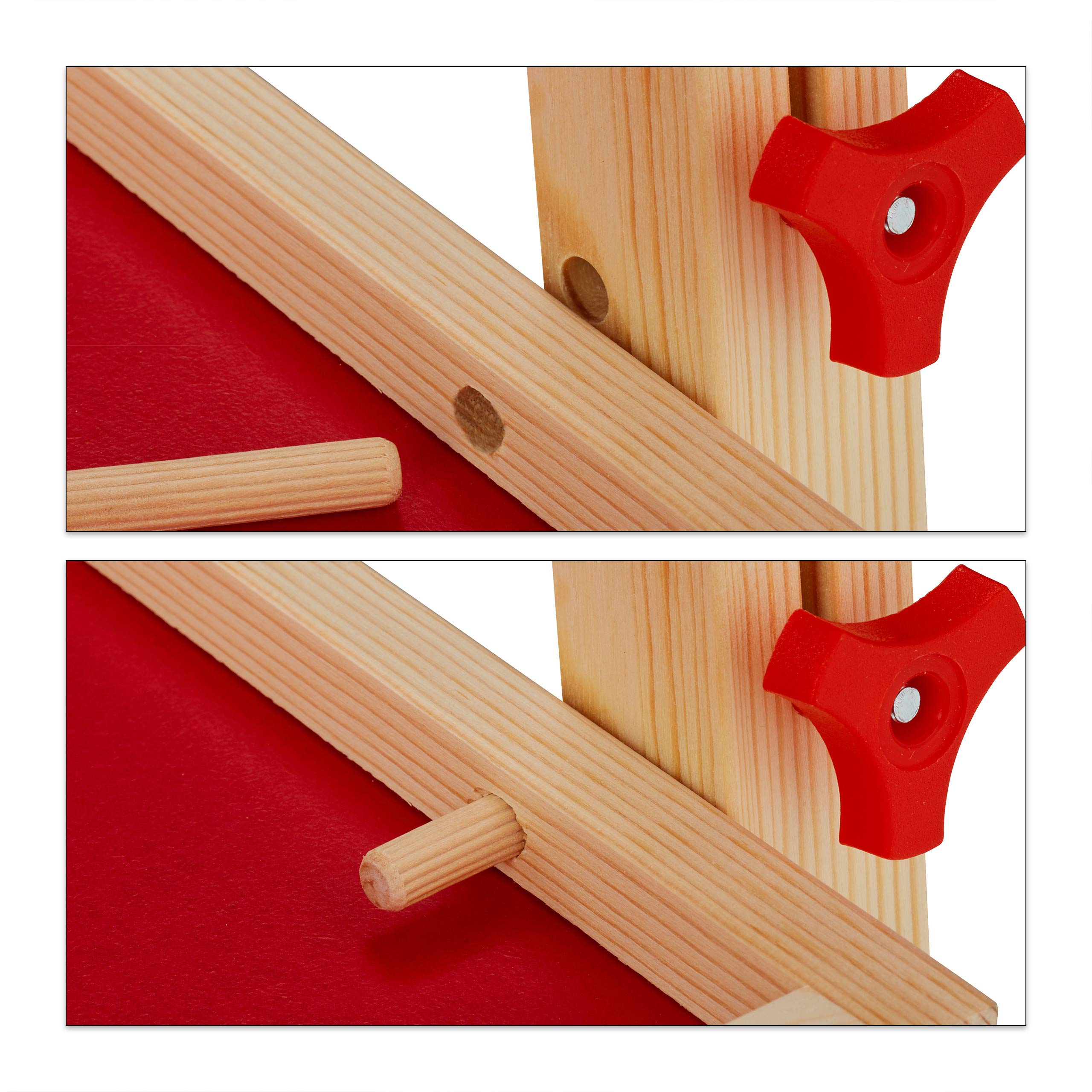 Relaxdays Lavagnetta per Bambini, Regolabile in Altezza & Magnetica in Legno Pieghevole 102-135x55x52 cm, Legno Naturale