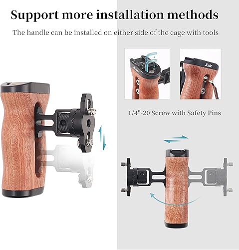 Miniatura 4 de Fotga Estabilizador de agarre de mango lateral de madera con doble 14 "-20 tornillos montaje zapata fría para cámara de video DSLR sin espejo