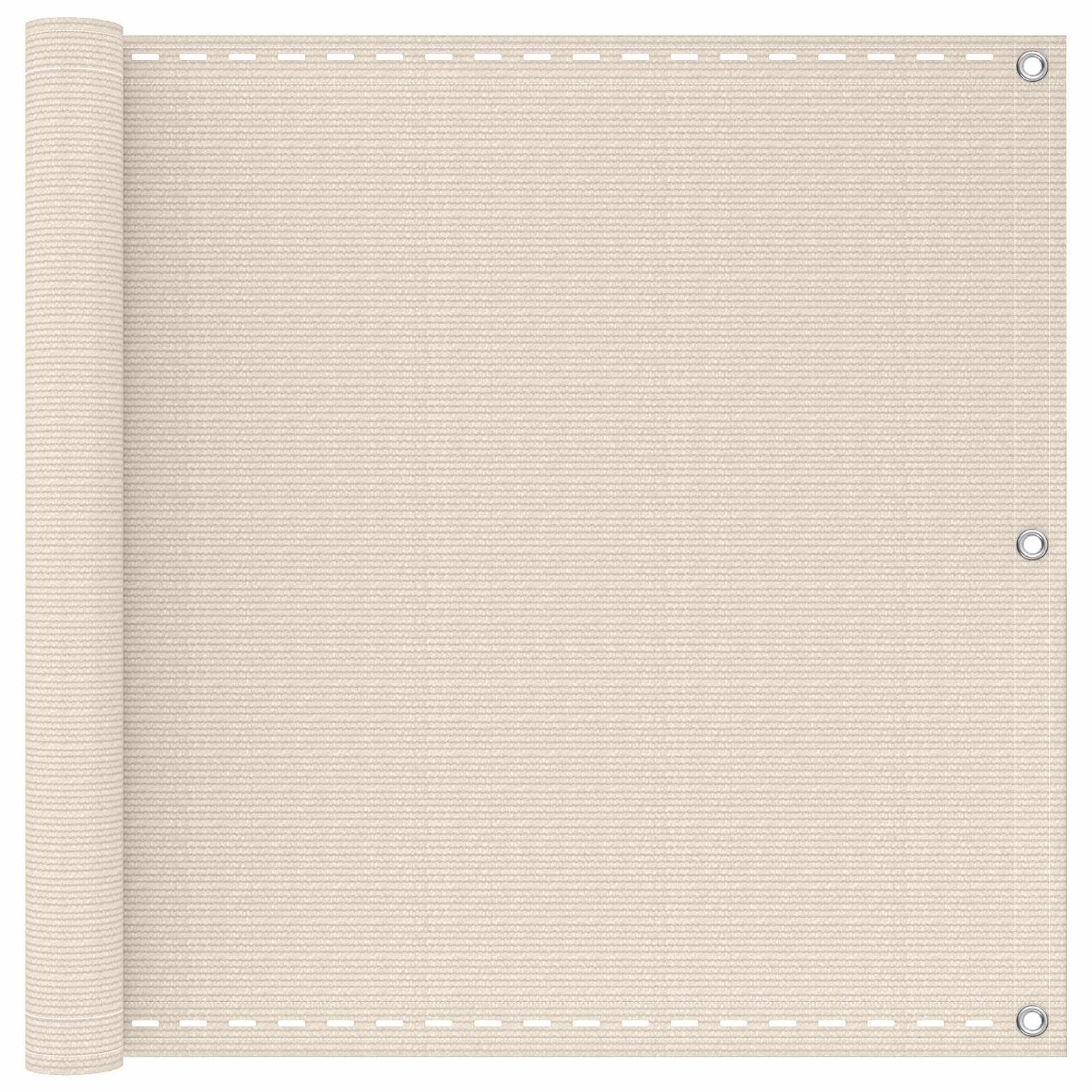vidaXL Balcony Privacy Screen, Cream, 90 x 700 cm, HDPE and Aluminium, Garden Privacy Fence, Modern Outdoor Shielding, UV-Resistant Privacy Wall, Easy to Assemble