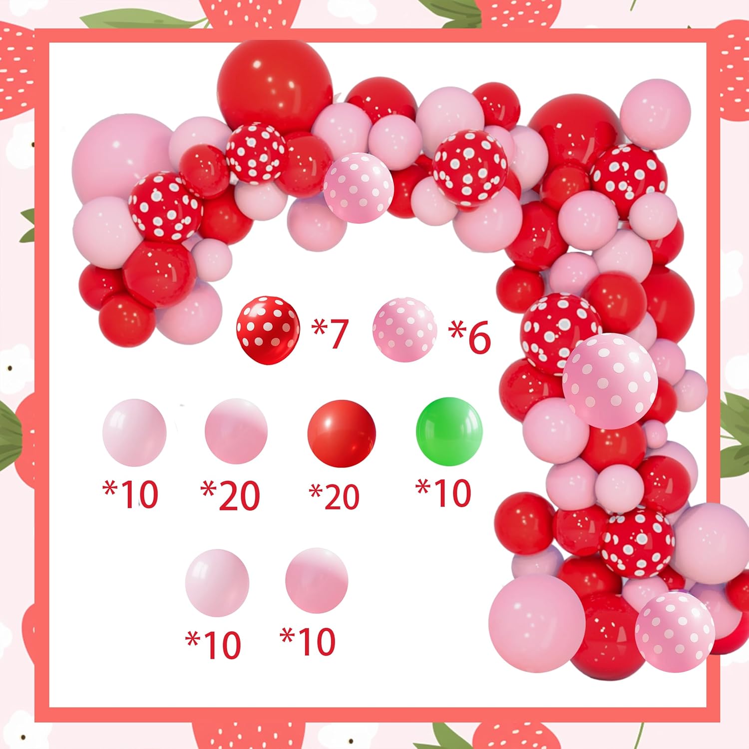 Strawberry Two Sweet 2nd Birthday Decorations for Girls Berry 2nd Birthday Party Decorations Kit Cake Topper Balloon Arch High Chair Banner Strawberry Theme Backdrop Party Decor