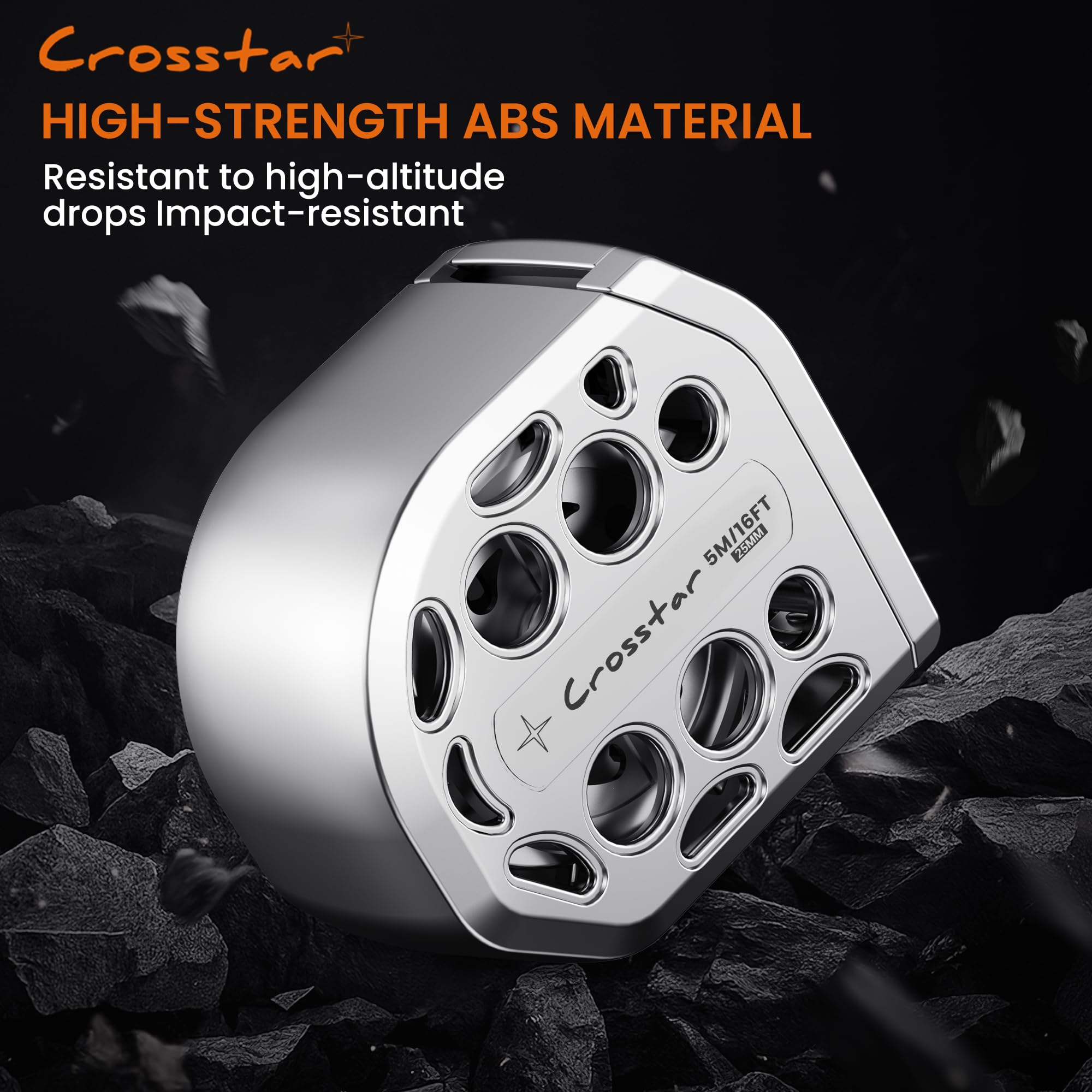 Crosstar Cinta métrica de acero inoxidable autoblocante de 16 pies con graduaciones de doble cara, cinta métrica retráctil impermeable, diseño hueco duradero, construcción fácil de limpiar para
