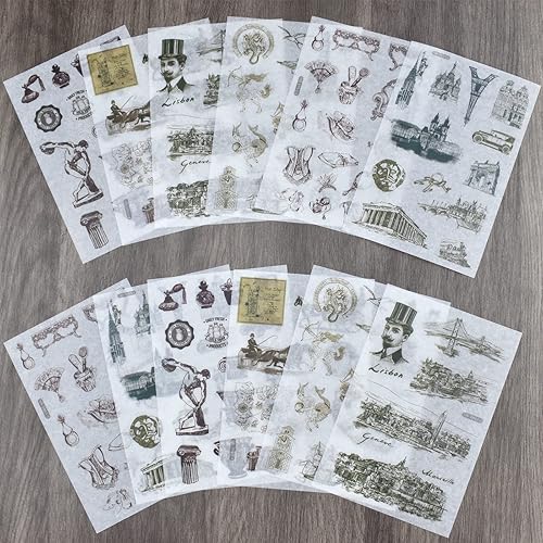 Miniatura 9 de Juego de 12 hojas de calcomanías Washi de helado para bebidas, postres, frutas, aperitivos, manualidades, para álbumes de recortes, diario, collage