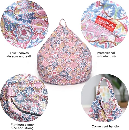 Miniatura 88 de YuppieLife Funda para puf de almacenamiento para niños (sin relleno), organizador de juguetes, sofá con asa de transporte, disponible para niños y