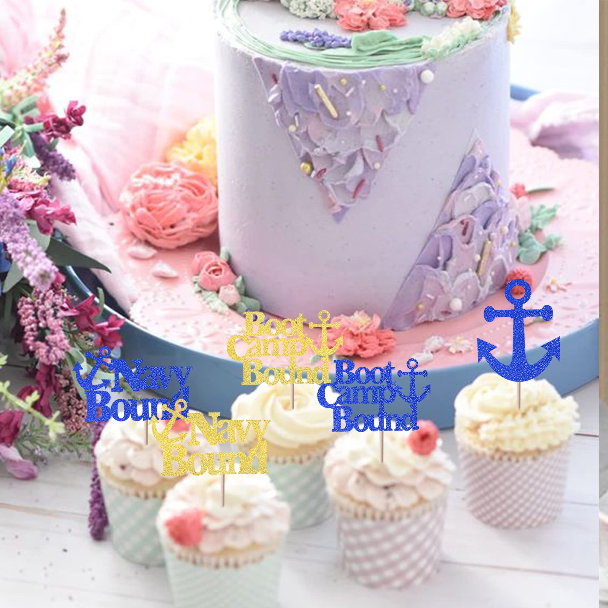 24 Stück USCG Küstenwache Cupcake-Topper – Glitzernde Militär-Deko Für Geburtstagsparty & Theme-Party