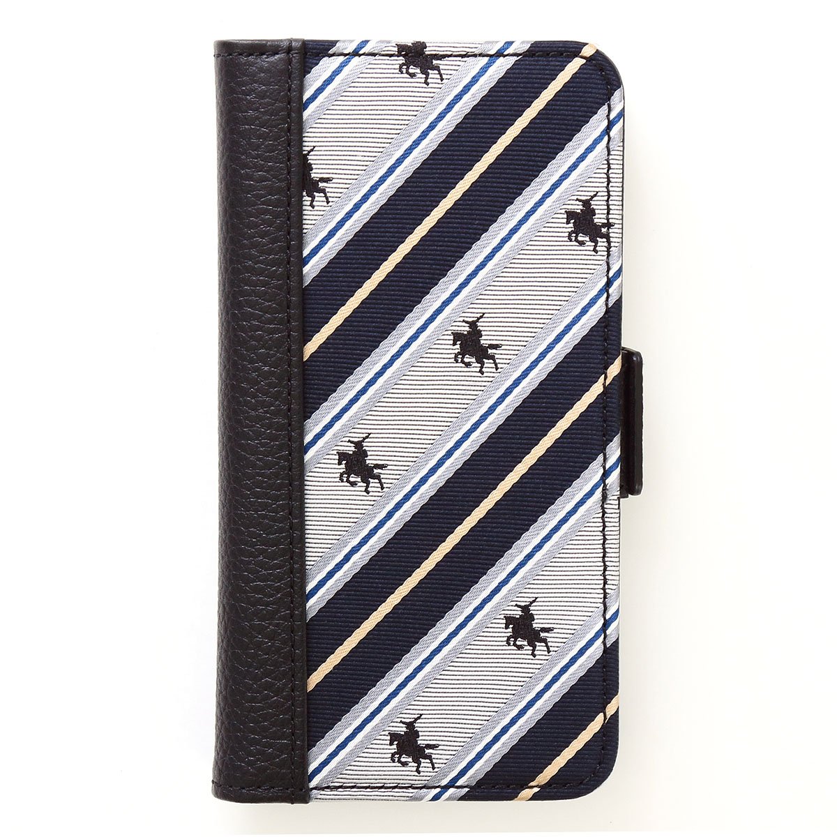 FORTUNA Tokyo Wallet Case for Apple iPhone 6 7 8 Jacquard Woven Silk & Leather 3 Card Holder - Made in Japan (19. MASAMUNE Dark Navy Blue)