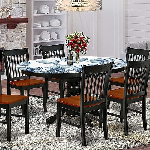 Miniatura 2 de Mantel ajustable ovalado de poliéster elástico con diseño de rayos X, ramo de flores de diferentes tamaños, se adapta a mesas ovaladas de hasta 36 x