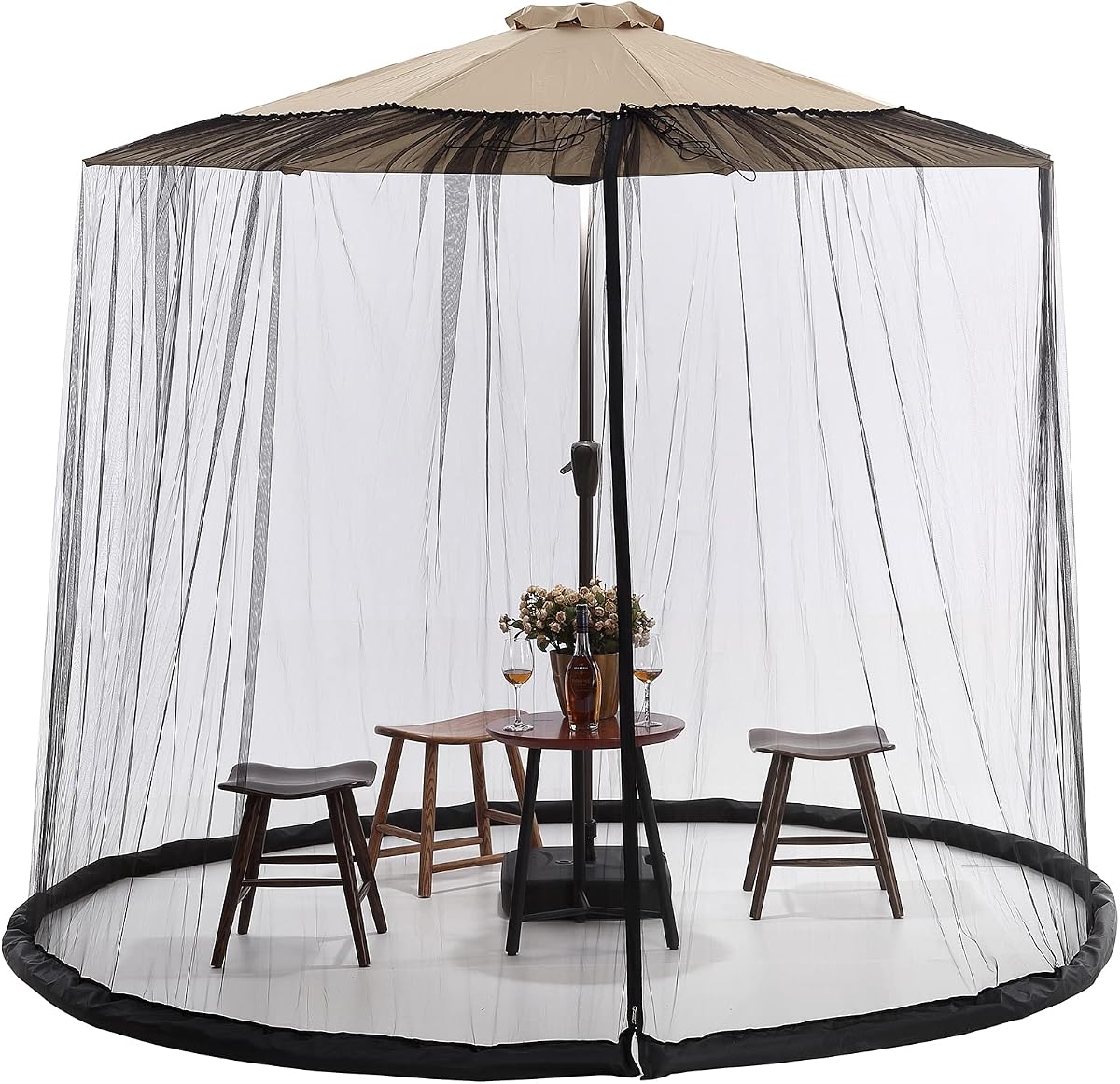 10FT Mosquito Net for Patio Umbrella Outdoors Screen Polyester Hanging Tent （Mosquito Net Only） (10FT)