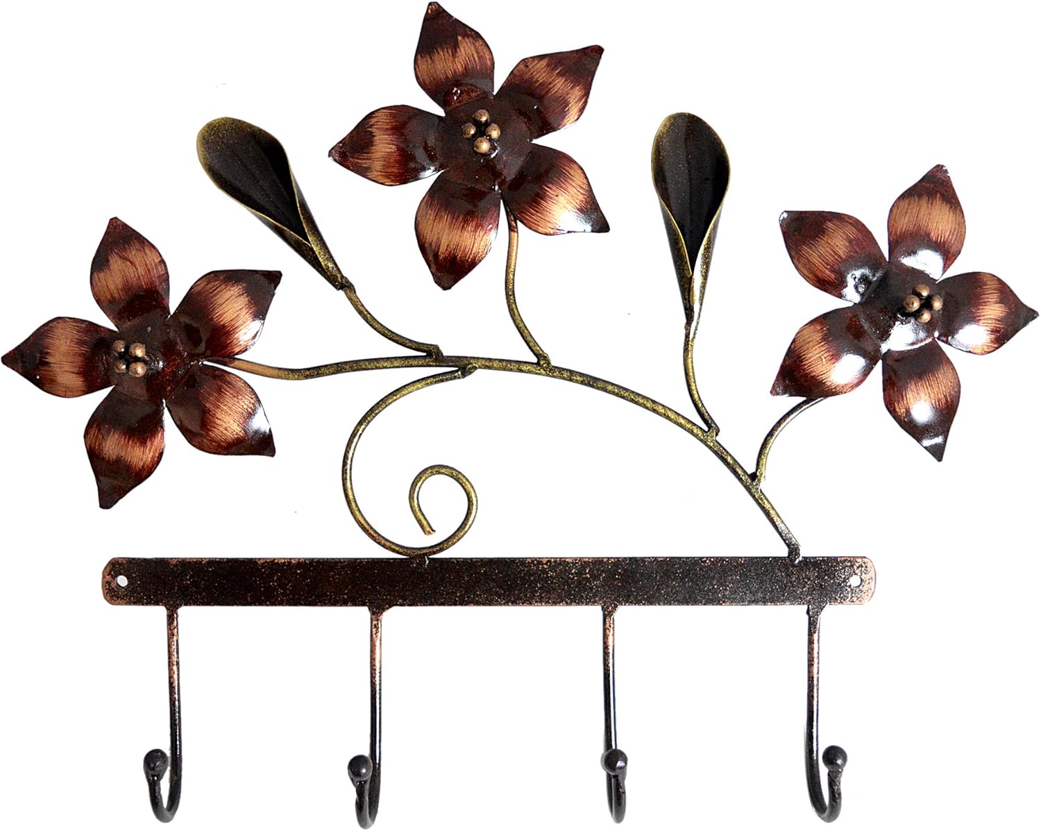 Iron Handmade Flower Wall Hook Hanger, Four Wall Hooks