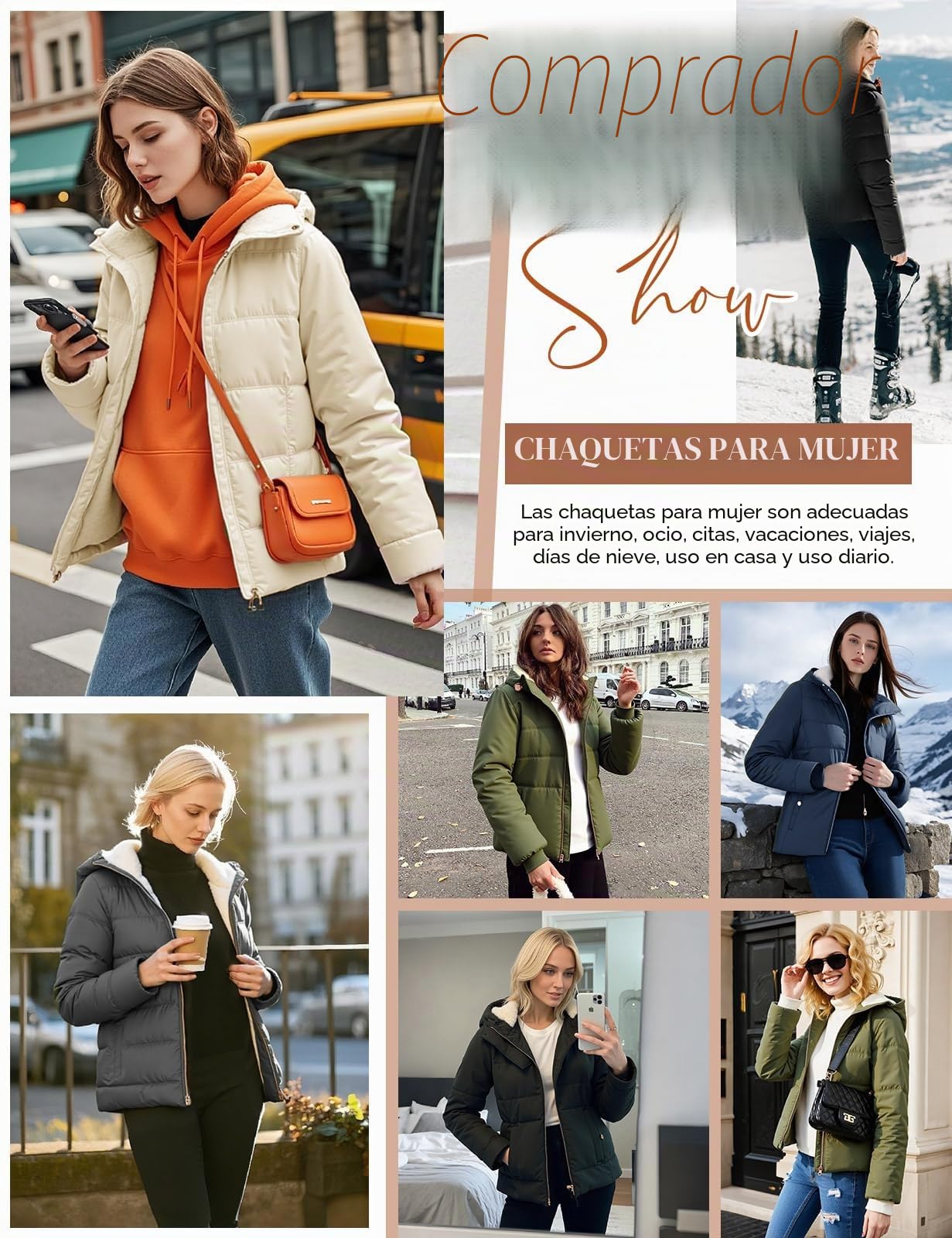 Chaqueta Mujer Invierno Corto Abrigo Acolchado Cálido Abrigos Gruesa Plumifero con Cremallera Chaquetas Polar Elegante Parka Prueba de Viento Softshell Jacket para Uso Diario y al Aire Libre