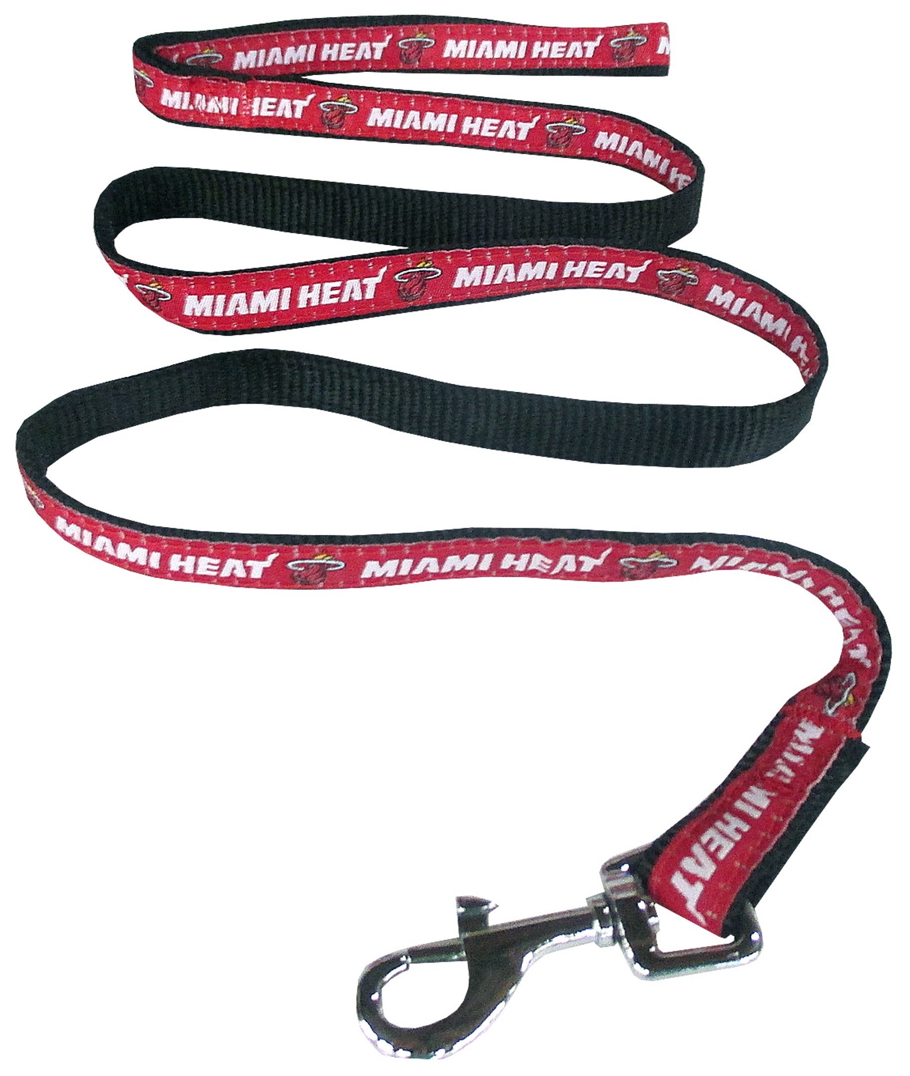 NBA MIAMI HEAT Dog Leash, Size Small. Heavy-Duty Metal Swivel Buckle Pet Leash