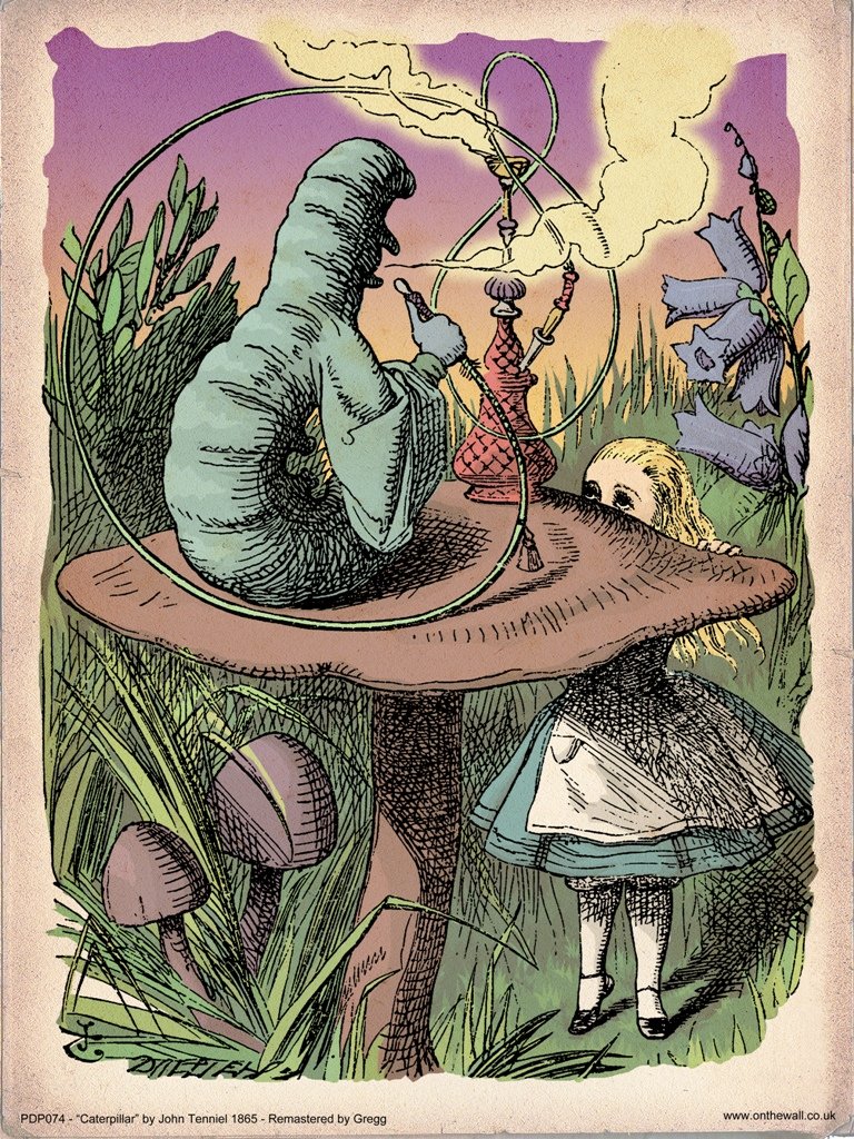 Onthewall - Stampa Artistica Vintage Alice Nel Paese Delle Meraviglie, Illustrazione Di John Tenniel, 40x30 Cm, Carta Satinata 300g, Poster Decorativo