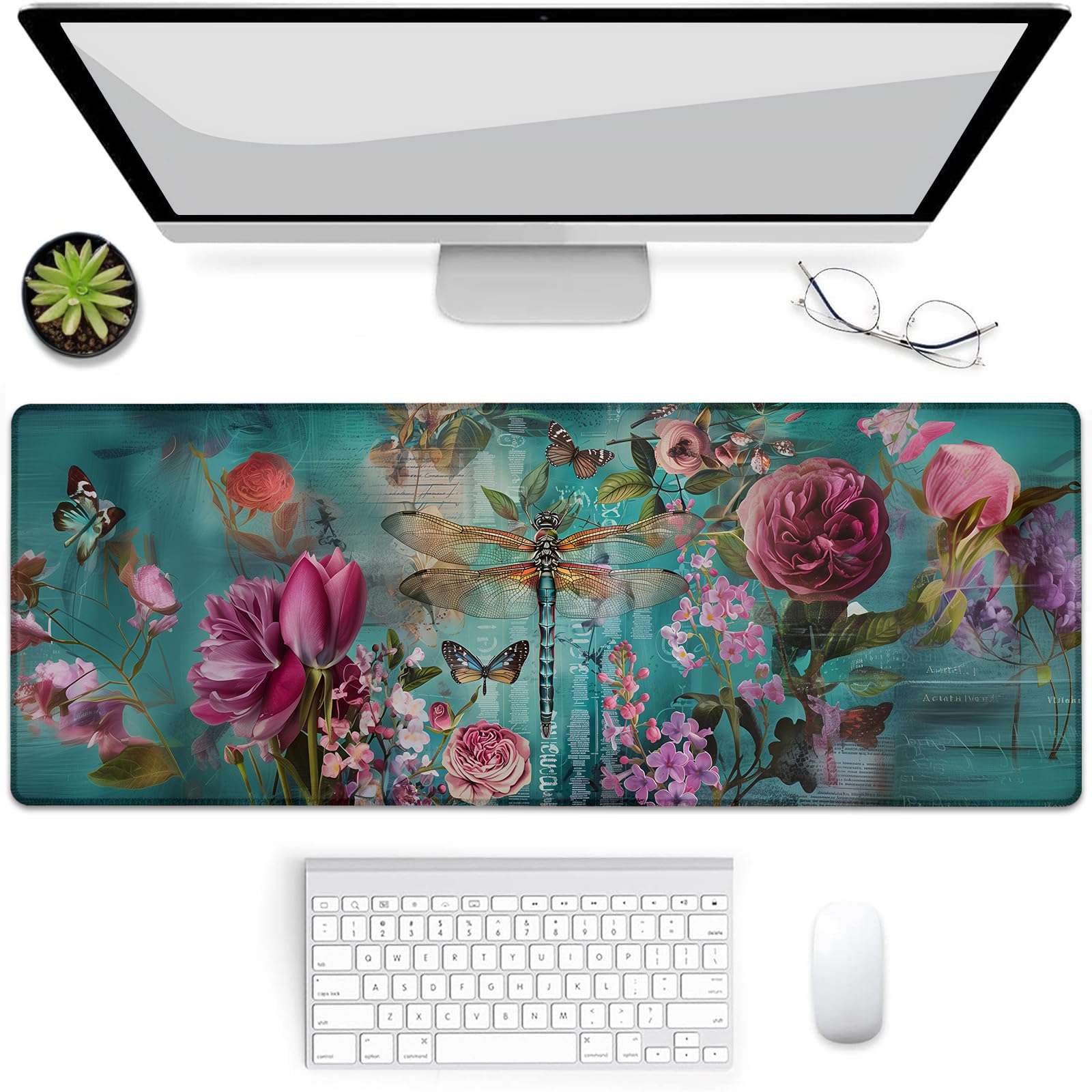 Tapis de souris grand format libellule pour éliminer les glissements