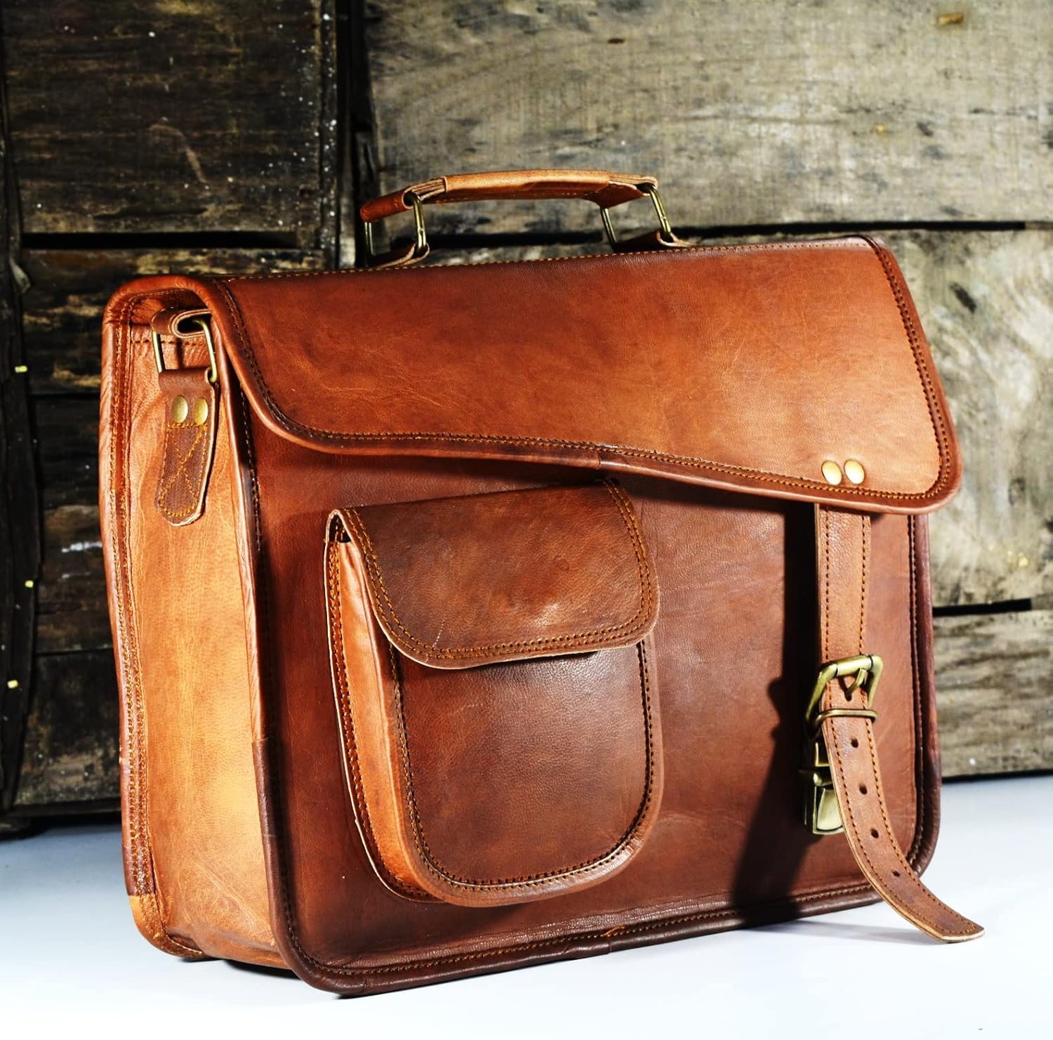 URBAN DEZIRE Men's Genuine Leather Small Briefcase Messenger Satchel I pad Tablet Bag 13 inch - Image 2