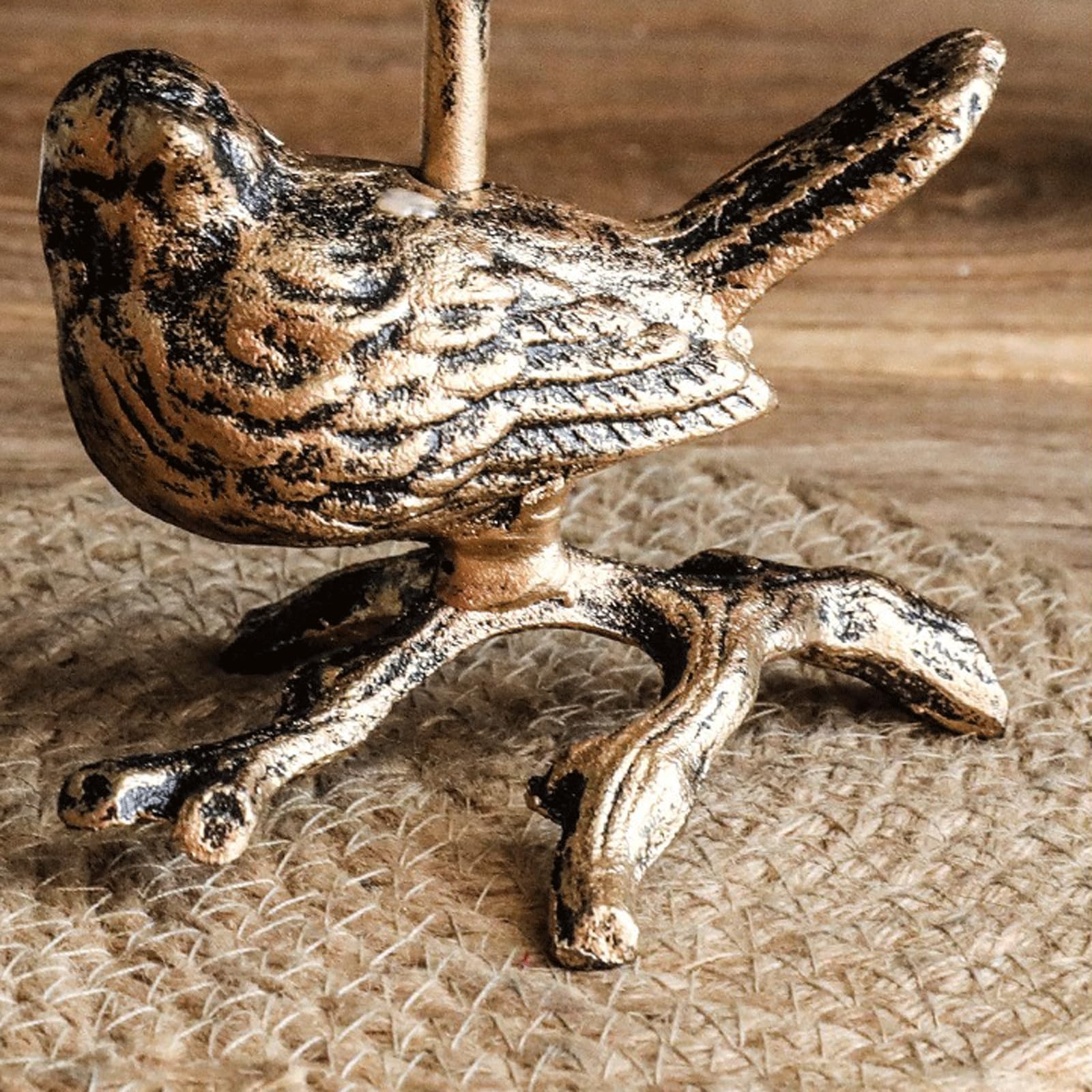 Stół centralny antyczny vintage ptak świecznik żeliwny shabby chic średniowieczny postarzany złoty świecznik na wakacje ślub nowy dom prezent