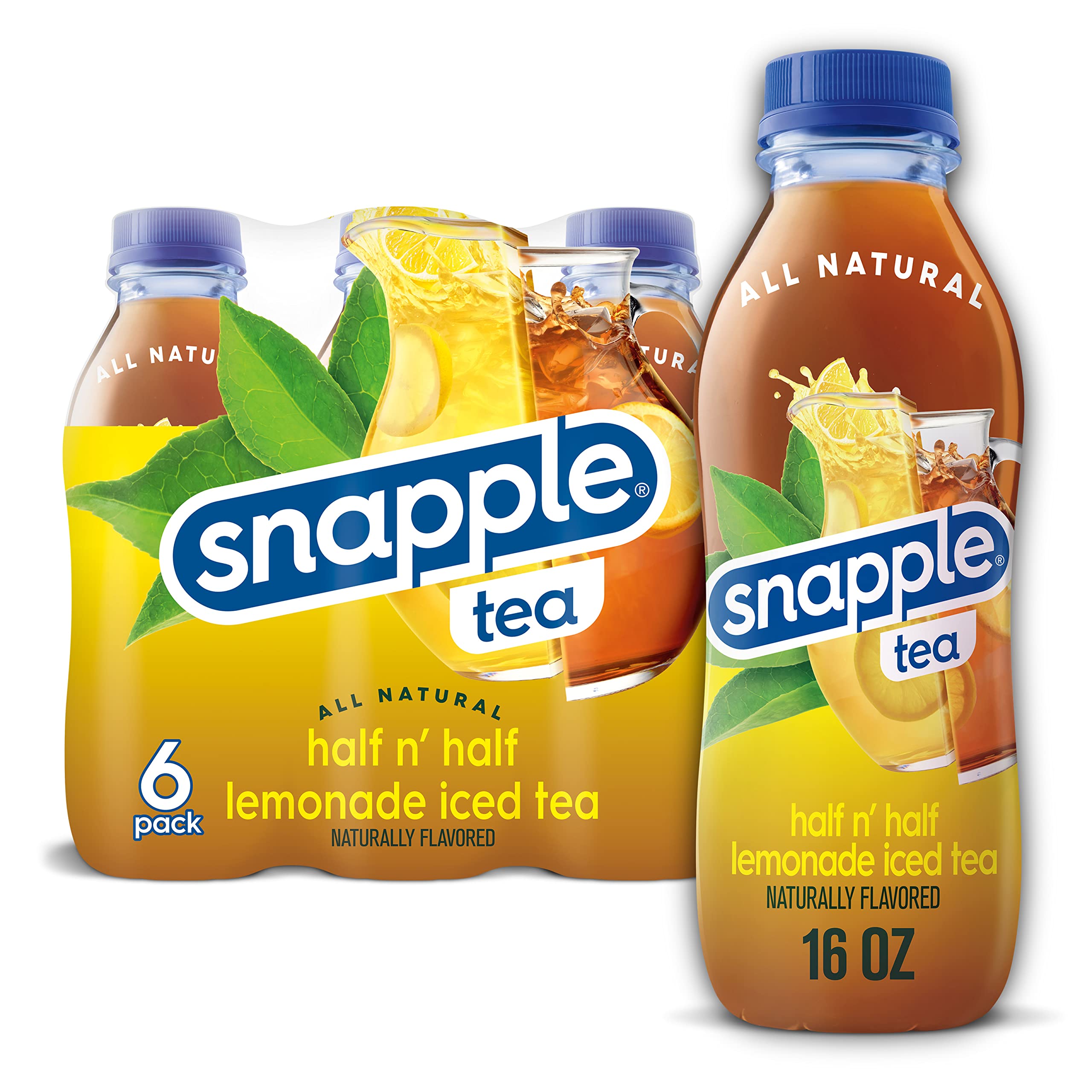 Snapple Half 'n Half, 16 fl oz recycled plastic bottle, 6 pack