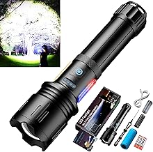 ASORT LED Torch Extremely Bright with 2 COB Lamps, Tactical Light, 9 Light Modes, Memory Mode, USB Rechargeable Torch, IPX6 Waterproof, for Camping, Hiking, Fishing, Outdoor, Emergency