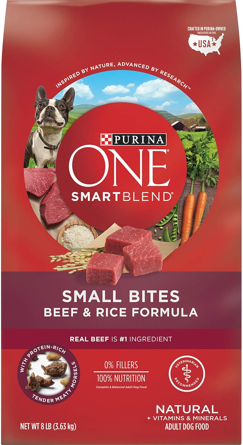 Purina ONE Natural Dry Dog Food; SmartBlend Small Bites Beef & Rice Formula - 8 lb. Bag : Everything Else