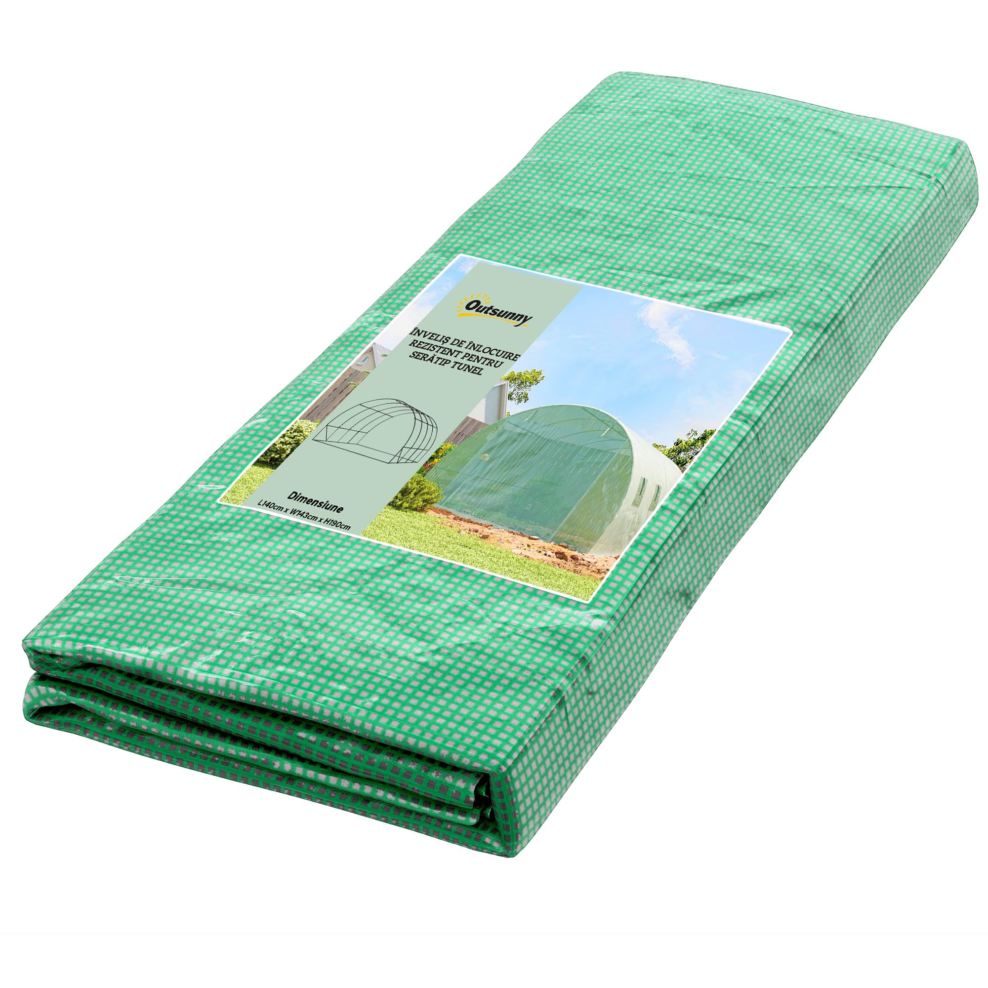 Outsunny 4 x 3 x 2m Polytunnel Greenhouse Replacement Cover ONLY Winter Garden Plant PE Cover for Tunnel Walk-in Greenhouse with Roll-up Windows Door Outdoor, Green โ image 1
