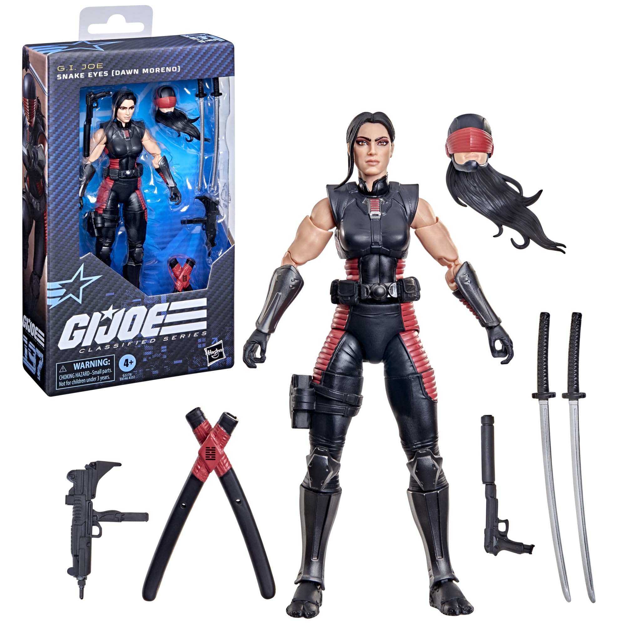 G.I. JOE Classified Series #165, Snake Eyes, Collectible 15-cm Action Figure with 7 Accessories, Black, 6 inches - Image 4